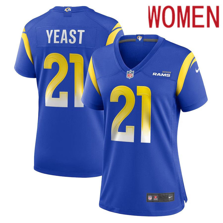 Women Los Angeles Rams 21 Russ Yeast Nike Royal Game Player NFL Jersey
